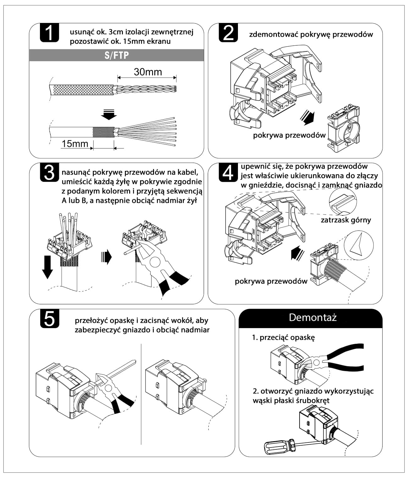 Gniazdo RJ45 STP Emiter SQKSS-C6 (kat. 6, beznarzędziowe)