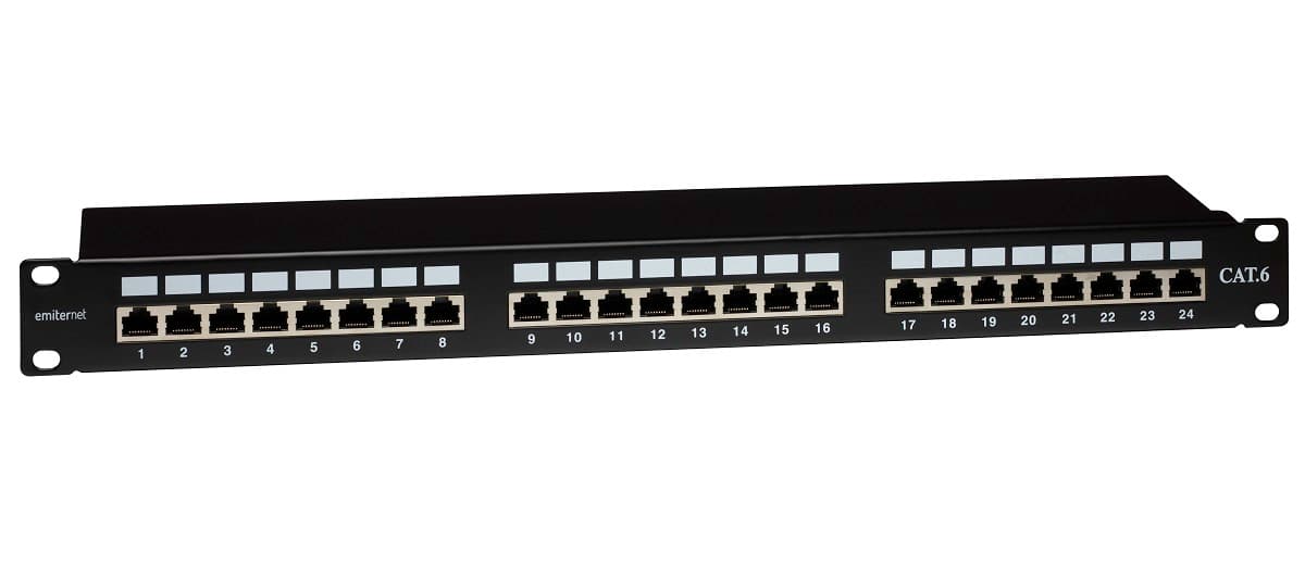 Panel krosowy Emiter PPFA674EKS248C6 (24xRJ45, STP, kat. 6, 1U)