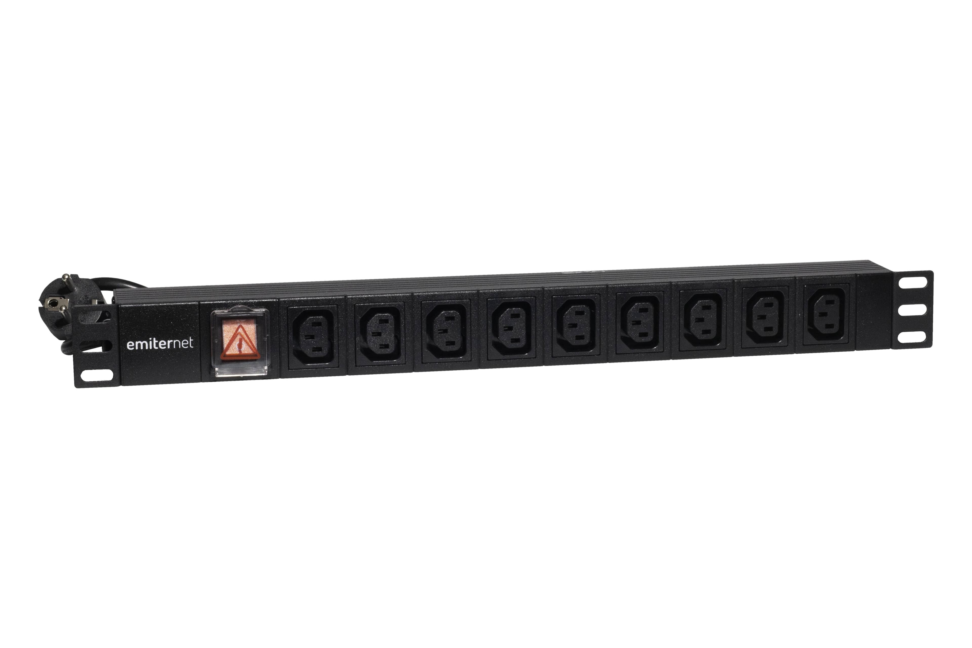 Listwa zasilająca 19" Emiter EM/LZ19.09F.IEC.2S.W (9 gniazd, 2 m)