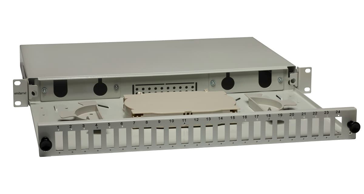 Przełącznica wysuwana Emiter EM/PS-1924SCD0-S (19" 1U, 24xSC duplex)