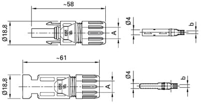 Komplet złączy MC4 Stäubli PV-KBT/KST 4/6I-UR (4-6 mm²) 2