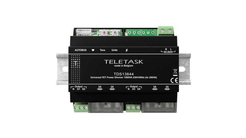Ściemniacz uniwersalny TELETASK TDS13644 (4x250 VA, szyna DIN)