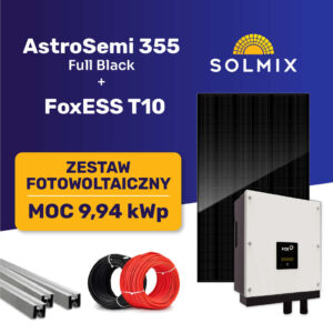 Zestaw fotowoltaiczny 10 kW do samodzielnego montażu, AstroSemi 355 i falownik foxESS T10